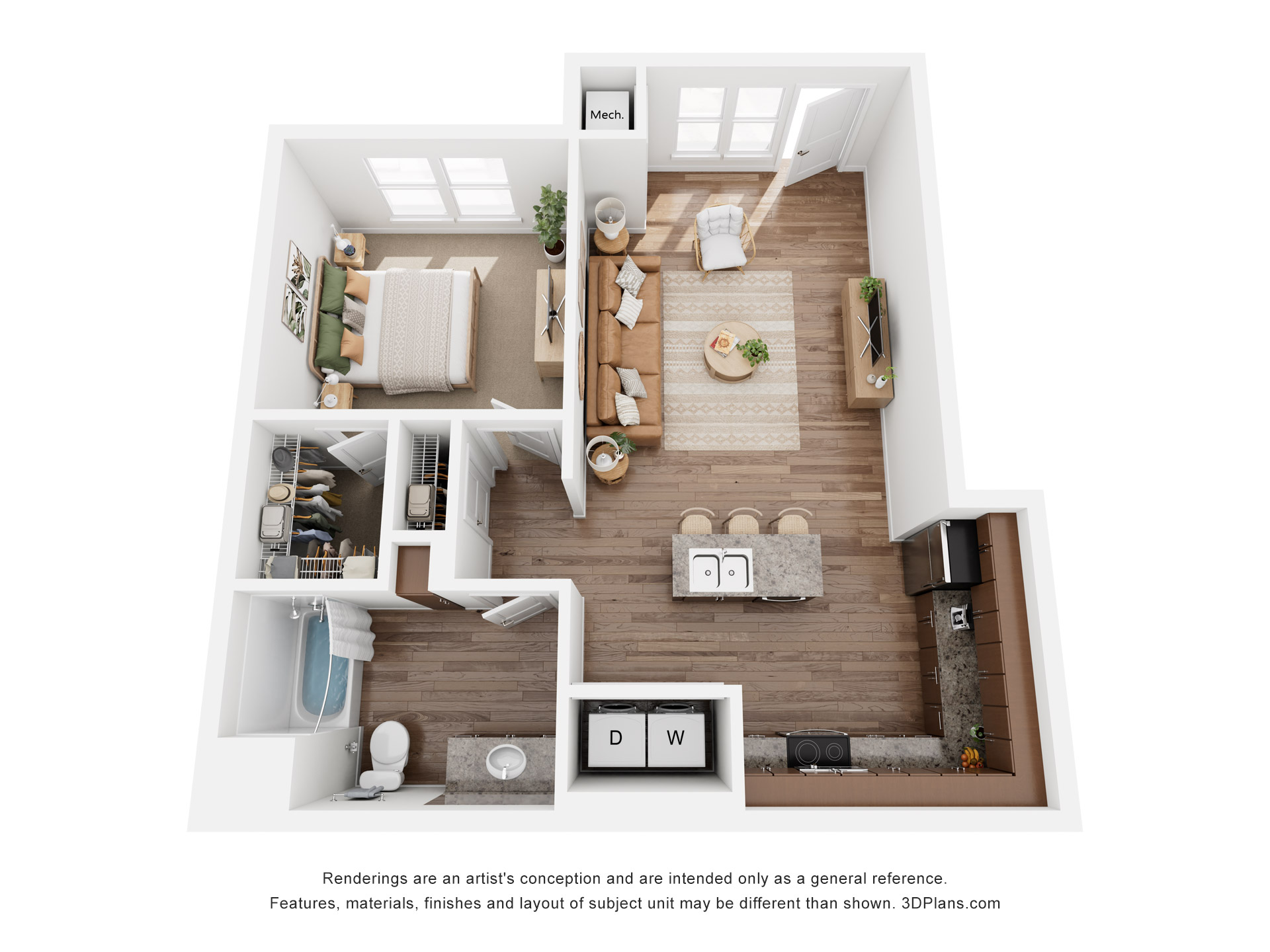 1 Bedroom floor plan — 1 bed, 1 bath at Lumin Terrace